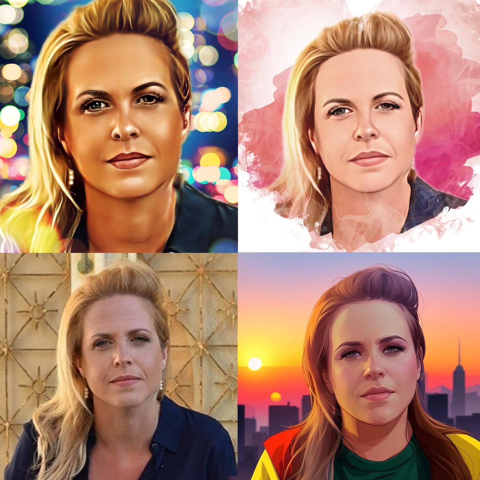 portrait art examples from an AI photo booth