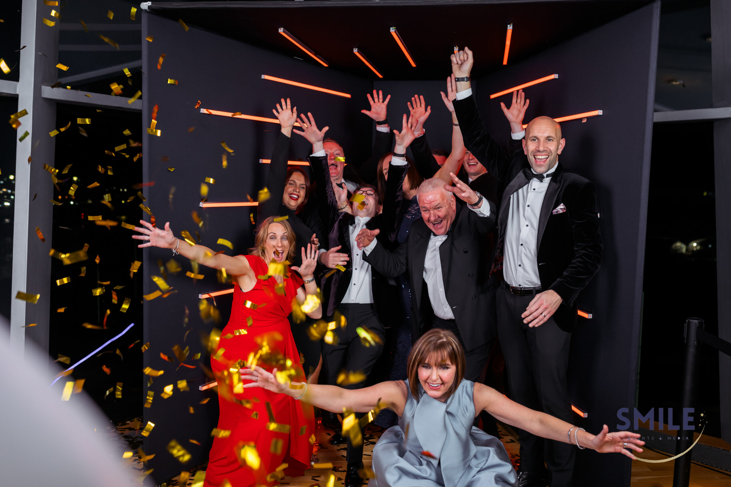 Guests enjoying a corporate party photo booth